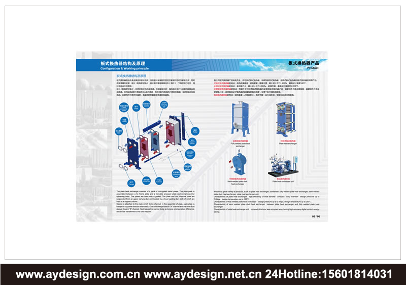板式换热器样本设计-换热器宣传册设计-机电装备画册设计-标志商标设计-企业VI设计